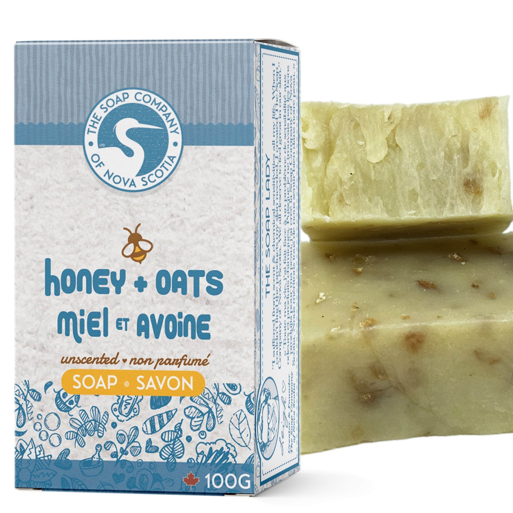 Handmade Unscented Soap Bar ~ Soothing & Moisturizing Honey & Oatmeal –  Canada Retail - The Soap Company of Nova Scotia Ltd.